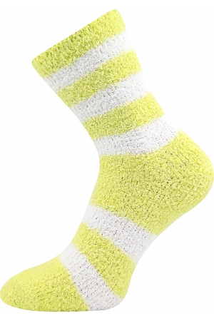 Veselé pruhované ponožky z žinylky jemný lem neškrtí a nestahují měkké a jemné na dotek teplé a hřejivé na
