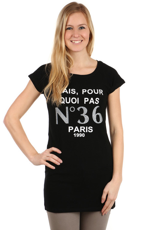 Dámské prodloužené tričko s nápisem Paris