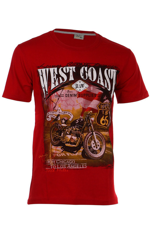 Pánské bavlněné tričko s krátkým rukávem a potiskem motorky
