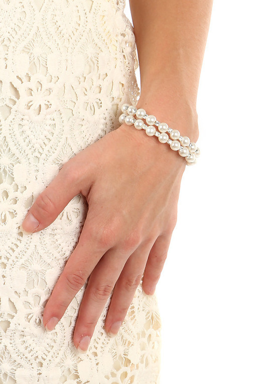 Spirálový dámský náramek s perlami