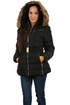Zimní dámská bunda s páskem a kožíškem na kapuci