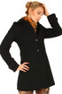 Zimní dámský vlněný černý kabát i pro plnoštíhlé