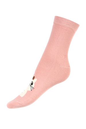 Vyšší bavlněné ponožky s obrázkem kočky. Materiál: 90% bavlna, 5% polyamid, 5% elastan.