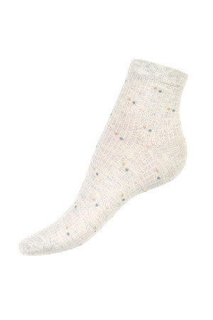 Nízké tečkované ponožky. Materiál: 85% bavlna, 10% polyamid, 5% elastan. Dovoz: Maďarsko