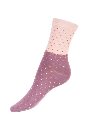 Dámské dvoubarevné ponožky s puntíky. Materiál: 90% bavlna, 5% polyamid, 5% elastan