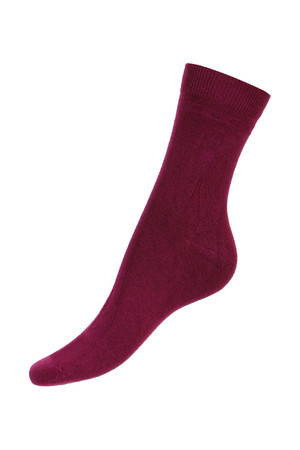 Jednobarevné ponožky s obrysem mašle. Materiál: 85% bavlna, 10% polyamid, 5% elastan.