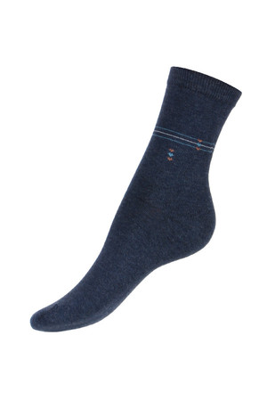 Jednobarevné dámské ponožky s proužkou. Materiál: 85% bavlna, 10% polyamid.