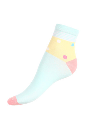 Puntíkované barevné ponožky. Materiál: 85% bavlna, 10% polyamid, 5% elastan.