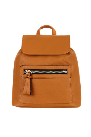 Dámský elegantní koženkový batoh s výrazným zipem. Na přední straně funkční kapsa s výrazným zipem. Hlavní