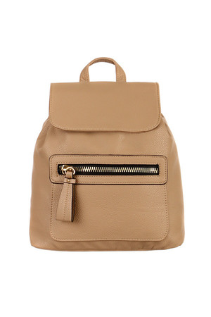 Dámský elegantní koženkový batoh s výrazným zipem. Na přední straně funkční kapsa s výrazným zipem. Hlavní