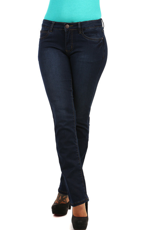 Tmavé džíny dámské - rovný střih