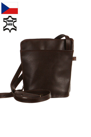Praktická, ručně vyrobená kabelka z pravé kůže nastavitelný popruh o délce 140 cm 2 vnější kapsy 17x14 cm