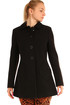 Černý dámský vlněný kabát áčkového střihu