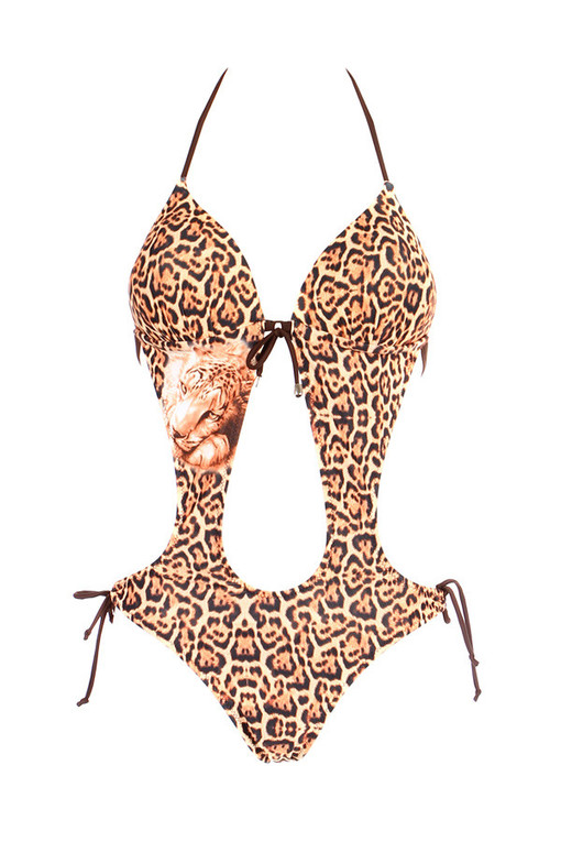 Dámské jednodílné plavky s leopardním vzorem