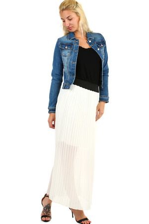 Elegantní dámská plisovaná maxi sukně s gumou v pase. Sukně má kratší elastickou spodničku. Materiál: sukně -