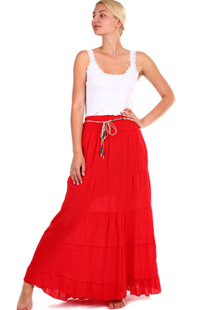 Jednobarevná dámská letní maxi sukně s korálkovým páskem. z lehké vzdušné tkaniny pružný hladký pas vysoký 9