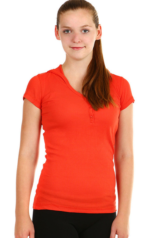 Jednobarevné dámské tričko s kapucí
