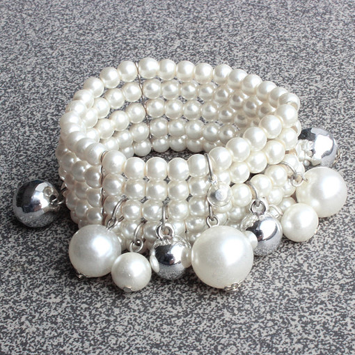 Masivní dámský perlový náramek s kuličkami