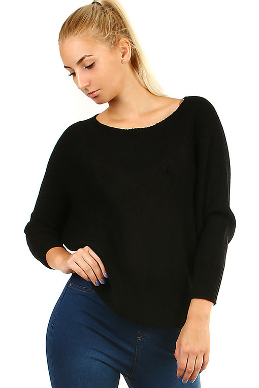 Dámský krátký pletený svetr s netopýřími rukávy