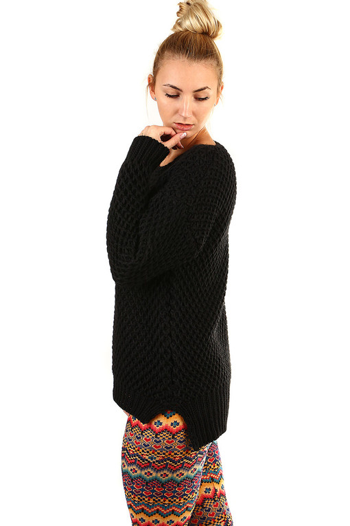 Dámský pletený svetr s hrubým vzorem