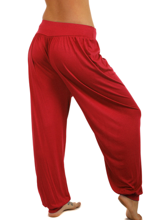 Jednobarevné dámské harémové kalhoty, příjemný lehký materiál. široká paleta barev hladký elastický materiál