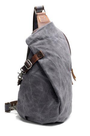 Batoh na jedno rameno z voskovaného plátna nepromokavý unisex zapínání na zip a karabinu s podšívkou a 1 vnitřní