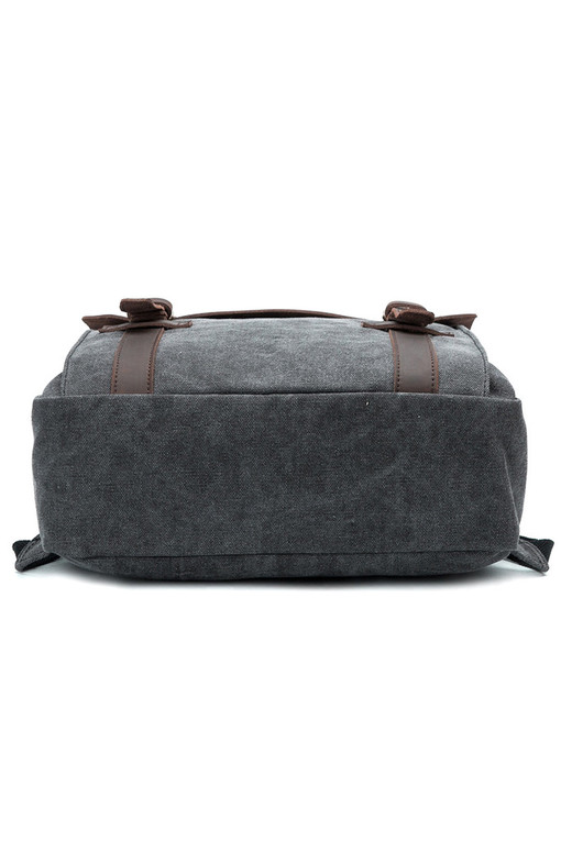 Vintage velký plátěný batoh s koženou klopou