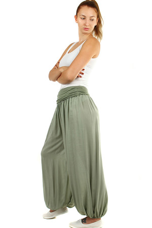 Pohodlné dámské jednobarevné harémové kalhoty. Vhodné na léto. široká paleta barev lehká tkanina, volný střih,