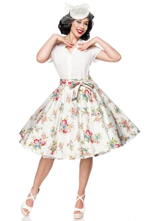 Vintage květinová dámská sukně na jaro nebo léto romantický retro vzhled kolový střih, který Vám zvýrazní