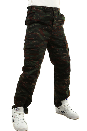 Maskáčové pánské kalhoty s kapsami army vzhled dlouhé nohavice jednobarevné normální výška pasu se zapínáním na