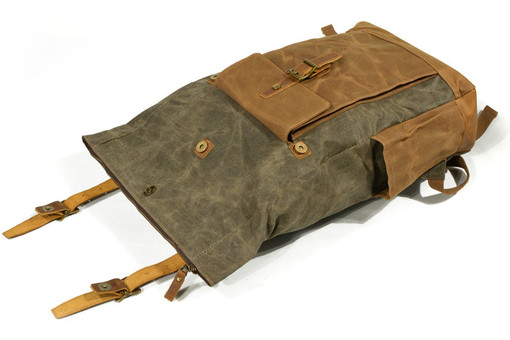 Vintage plátěný batoh s koženými detaily