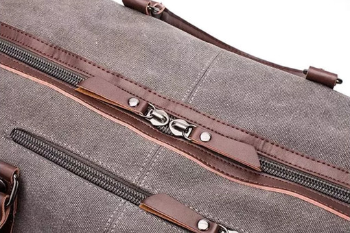 Retro menší plátěná cestovní taška s koženými detaily