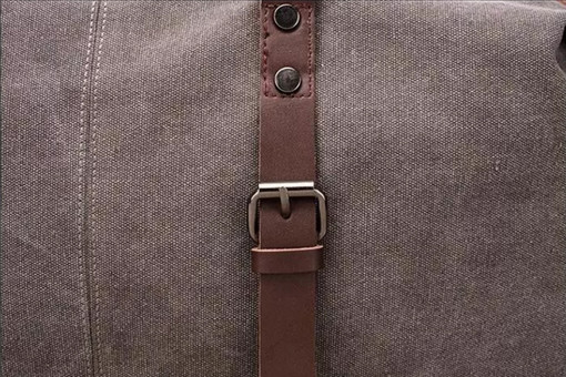 Retro menší plátěná cestovní taška s koženými detaily