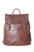 Kožený dámský jednobarevný batoh se dvěma přezkami