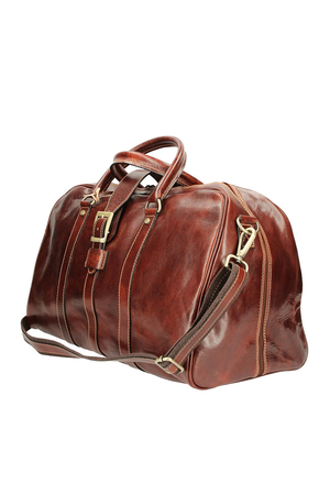 Nadčasová kožená cestovní taška - vyrobená v Itálií nadčasový vintage styl - kožené provedení kombinuje časem