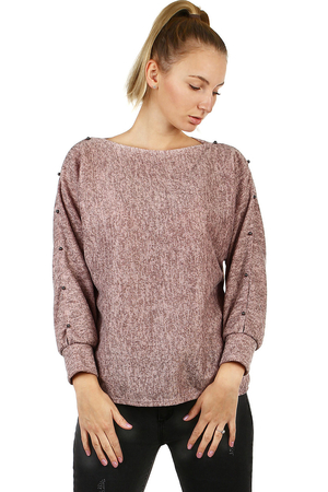 Elegantní dámské tričko jednobarevní melírované provedení mikinová silnější látka volný pohodlný střih,