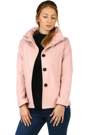 Přechodový dámský krátký kabát vhodný na podzim nebo jaro. vypasovaný kratší střih zapíná se knoflíkovou