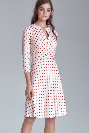 Dámské puntíkaté šaty s košilovým živůtkem puntíkatý retro styl áčková sukně zapínání na patentky na