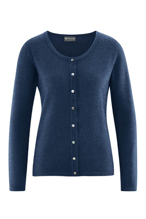 Dámský přírodní vlněný pletený svetr značky HempAge nadčasová klasika jednobarevné provedení propínací na