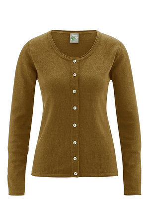 Dámský propínací pletený svetr z přírodních materiálů z kolekce udržitelné módy od německé značky HempAge