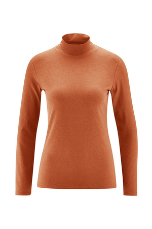 Dámské EKO tričko: se stojáčkem dlouhé rukávy slim fit jednobarevné univerzální kombinovatelnost přírodní
