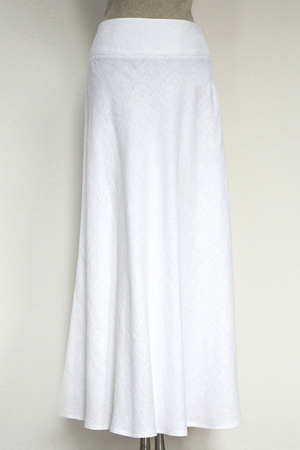 Krásná letní maxi sukně ze 100% lnu v jednobarevném provedení dobře kombinovatelná dlouhá délka mírně áčkový