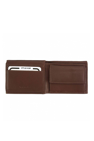 Kožená portmonka menších rozměrů unisex jednoduchý design otevírací s kapsou na mince sloty na platební karty /