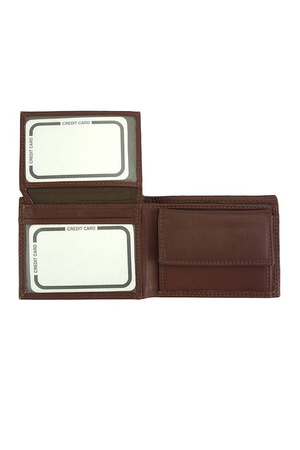 Kožená portmonka menších rozměrů unisex jednoduchý design otevírací s kapsou na mince sloty na platební karty /