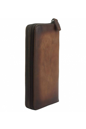Vintage dámská psaníčková kožená peněženka tenká uvnitř šitá ze světlé kůže praktická jedenáct míst na