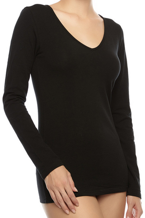 Dámské bavlněné tričko s dlouhým rukávem. vyrobeno z elastického bavlněného úpletu přední i zadní část