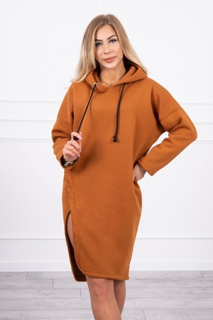 Jednobarevné dámské šaty / mikina s kapucou dlouhý rukáv vysoký podíl bavlny prodyšné a pohodlné rovný střih s