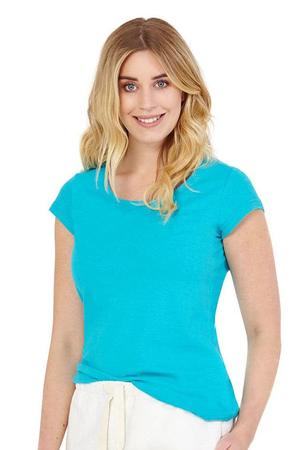 Konopné dámské EKO tričko německá značka HemPro konopí a biobavlna antibakteriální prodyšné jednobarevné modré