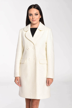 Romantický dámský vlněný kabátek jednobarevné provedení krémová vlna přírodní materiál vypodšívkovaný