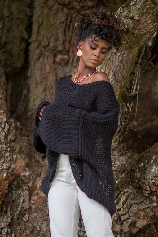 Oversized dámský pletený svetr